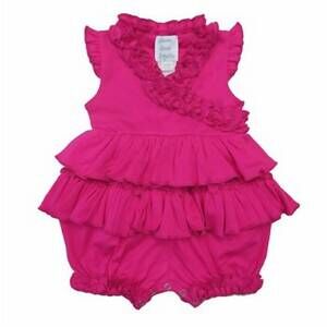 NEW LEMON LOVES LAYETTE baby girls' lotus romper in hot pink